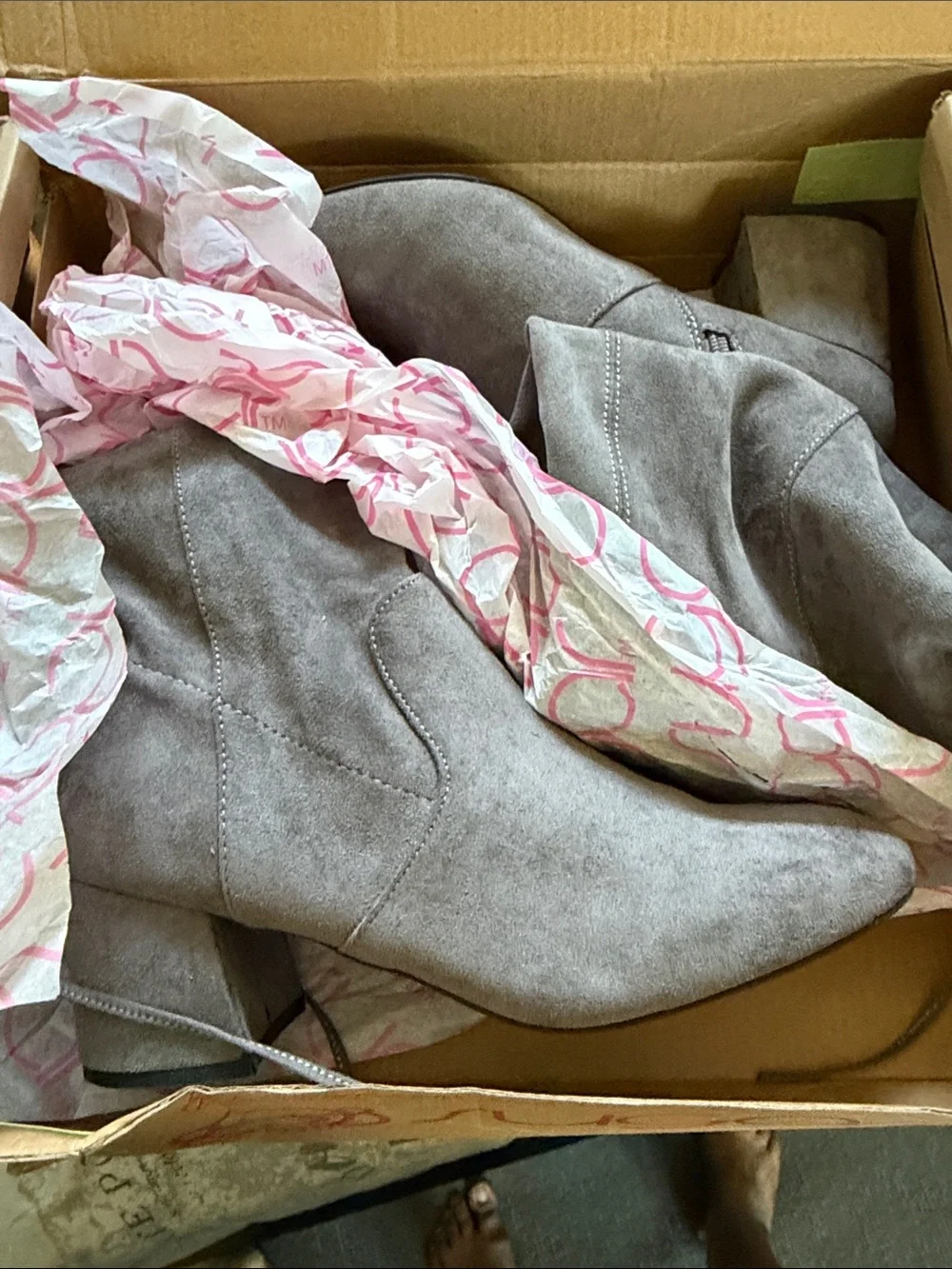 Sugar Grey Suede Over-the-Knee Block Heel Boots